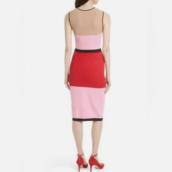 DIANE VON FURSTENBERG COLOR-BLOCK KNIT SHEATH DRESS SZ S - Picture 2 of 10